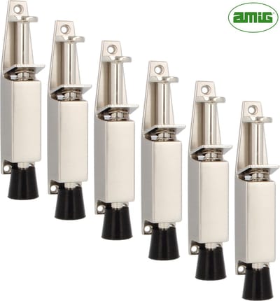 AMIG Deurvastzetter Deurstopper binnen - Voetbediend - 6 Stuks – Slag 28mm – Satijn Nikkel