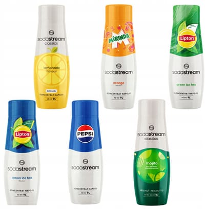 SodaStream - Zestaw 6 Concentraten - Lemoniada - Mirinda - Pepsi - Mojito - Lipton Iced Tea