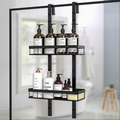 Merkloos Merkloze Douche Organizer - 2-laags, Zwart, Zonder Boren