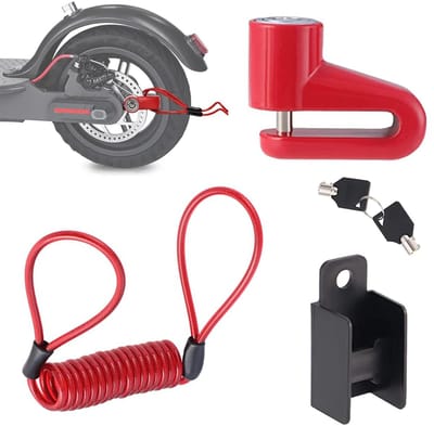 Cosensi - Schijfremslot voor Fiets - Veiligheid - Rood - Inclusief Herinneringskoord - Geschikt voor Elektrische Voertuigen en Fietsen - Model SBL001
