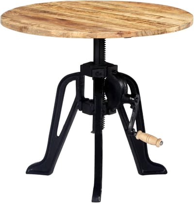 Bijzettafel rond - Nachtkastje tafel - Woonkamer meubel - Verstelbare hoogte - 60x46-63 cm - Houtkleurig