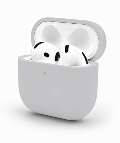 Enluxe Case geschikt voor Airpods 4 – Licht Grijs - Premium Siliconen Hoesje, Valbescherming & Spatwaterdicht, Draadloos Opladen Compatibel