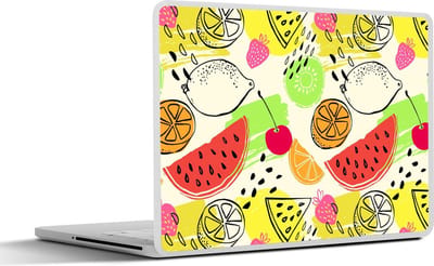 Laptop sticker - 10.1 inch - Fruit - Kleuren - Geel - Groen - 25x18cm - Laptopstickers - Laptop skin - Cover