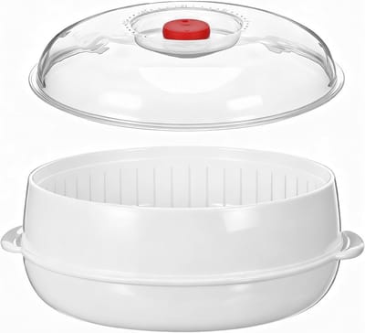 Stoomkoker voor Groenten en Rijst, Magnetron Stoompan met Deksel, Ideaal voor Bao Bollen en Gezonde Maaltijden