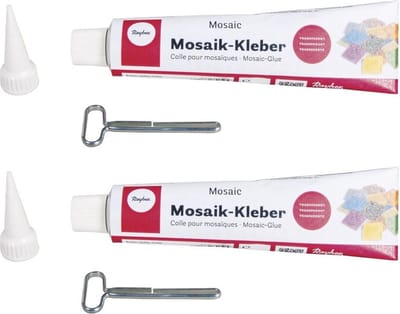 2x rayher mozaiek steentjes en hobby lijm - tube 80 ml - knutselen
