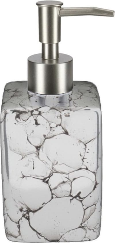 Items Zeeppompje/dispenser - wit - marmerlook - 330 ml - navulbaar - keuken/toilet/badkamer