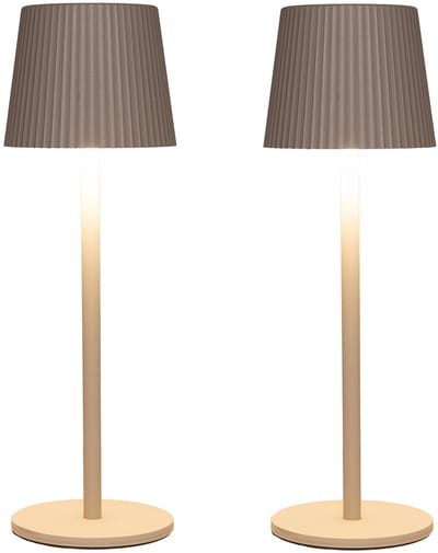 Anna Collection Portable tafellamp Glambiance - 2x - beige/zand - 27 cm - aanraaksensor - draadloos/oplaadbaar met USB - binnen/buiten