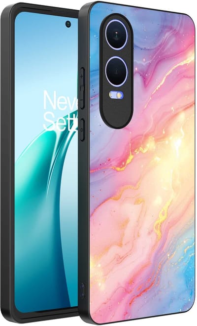 Smartphonica Telefoonhoesje Geschikt voor OnePlus Nord CE 4 Lite met Regenboog Glitter Marmer Opdruk - TPU Backcover Case Rainbow Glitter Marble Design geschikt voor OnePlus Nord CE 4 Lite