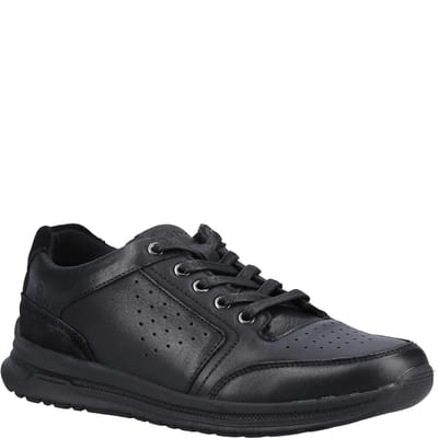Hush Puppies Heren Joseph Leren Trainers (Licht Zwart)