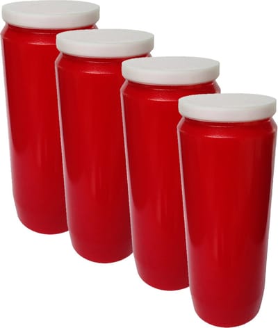 Enlighting candles grafkaars/gedenklicht - 4x - rood - 7 cm x 20 cm - 9 dagen - Noveenkaars - Gedenkkaars - Graflicht/herdenkingslicht