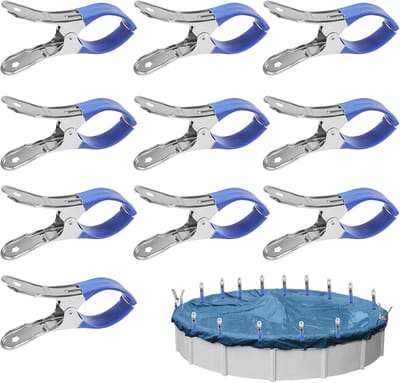 10 stuks grote roestvrijstalen wasknijpers - grote clips van 12 cm - strandlakenklemmen - stevige handdoekklemmen - winddicht en krasvast - stevige klemming - blauw