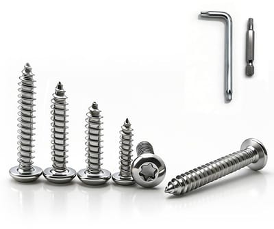 Set van 110 zelftappende anti-diefstal schroeven 20 mm M4 met Torx-kop van roestvrij staal voor beveiliging en duurzaamheid
