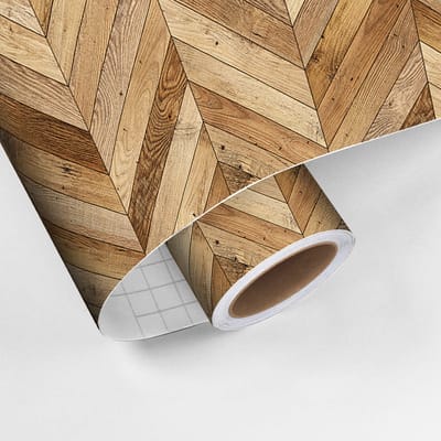 Vloersticker - Gemengd houtnerfpatroon (chevron) - Antislip beschermfolie - 60x200cm