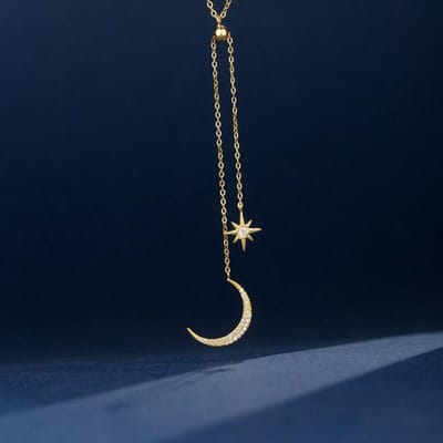 925 Sterling Zilver Lange Kwast Ster Maan Bedel Hanger Choker Ketting Fijne Sieraden Voor Vrouwen Sieraden Dz660 blue