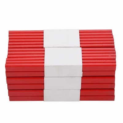 Dailygoods- Bouwpotloden 72 Stuks - Houten/Lood - Rood - Achthoekig - Schrijfkwaliteit - Scherp en Duurzaam - Potloden