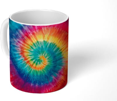 Mok - Koffiemok - Regenboogkleuren - Tie dye - Mokken - 350 ML - Beker - Koffiemokken - Theemok
