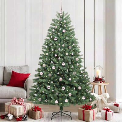 vidaXL - Kunstmatige - Hinged - Kerstboom - Groen - 210 - cm - PVC - en - Metalen