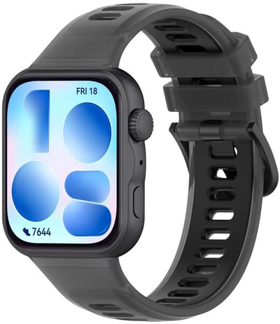 Stravo Jelly Siliconen Bandje – Dubbelkleurig Sportbandje – Geschikt voor Huawei Watch Fit 5 / Watch Fit 5 Pro / Watch Fit 4 / Watch Fit 4 Pro / Watch Fit 3 – Zacht & Flexibel – Zwart