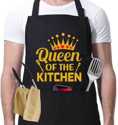 1 stks Heren Zwart Verstelbare Schort - Humor Grappig Grappig BBQ - Professioneel Katoenen Keukenschort - Cadeau Valentijnsdag, zwart 4
