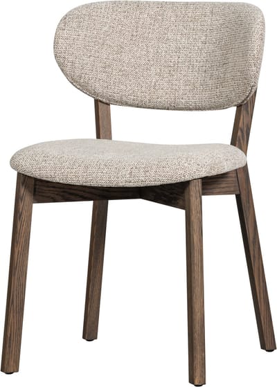 WOOOD Udar Eetkamerstoel Houten Frame - Polyester - Donkerbruin - 82x51x60