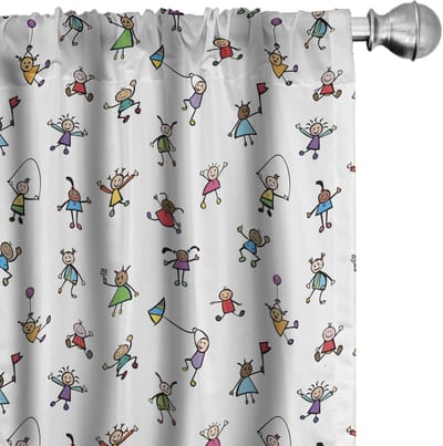 ABAKUHAUS – Kindergordijnset 2-delig 75x175 cm – Microvezel, Meerkleurig