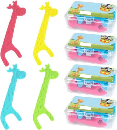 160 Stuks Kindertandenstokers voor Smalle Interdentale Ruimtes, Giraffe Handvat, Ongewas, 4 Kleuren, Niet-Slip, Tandheelkundige Gezondheid
