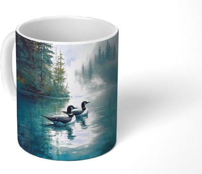 Mok - Koffiemok - Bos - Water - Eenden - Mistig - Mokken - 350 ML - Beker - Koffiemokken - Theemok