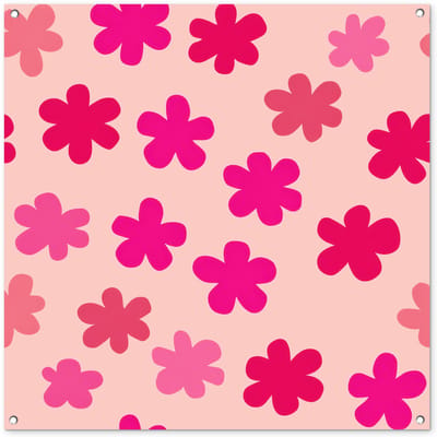 Tuinposter 100x100 cm - Tuindecoratie Bloemen - Patroon - Roze - Poster voor in de tuin - Buiten decoratie - Schutting tuinschilderij - Tuindoek muurdecoratie - Wanddecoratie balkondoek