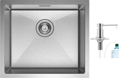 CECIPA Max Spoelbak Keuken 50x44CM - Spoelbakken Keuken Met Zeepdispenser - Wasbak Keuken - Enkele Spoelbak - Spoelbakken met afdruip - RVS