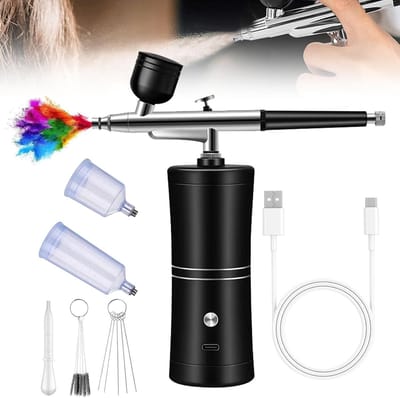 Draadloze Airbrush Set met Compressor voor Nail Art, Taartdecoratie en Tattoo Modellering - Oplaadbare Airbrush voor Diverse Creatieve Toepassingen