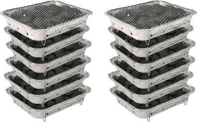 Wegwerp Barbecue met Houtskool – 12 Stuks – Instant BBQ voor Camping, Balkon, Picknick of Festival – Inclusief Rooster – Houtskool BBQ – BBQ Kopen
