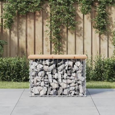 Tuinbank Gabion - Buitenbank Hout - Ontspannen Buiten - Robuuste Schanskorfbasis - 63 x 315 cm - Natuurlijk Hout