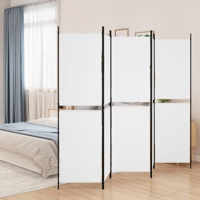 vidaXL - Kamerscherm - met - 5 - panelen - 250x180 - cm - stof - wit