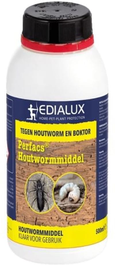 Edialux Perfacs houtwormmiddel tegen houtworm en boktor (500 ml) - Effecttief Bestrijdingsmiddel - Met gratis cheatsheet