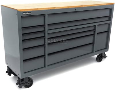 HBM gereedschapswagen verrijdbaar, 14 laden, 181,5 cm, grijs, max. belasting 450 kg