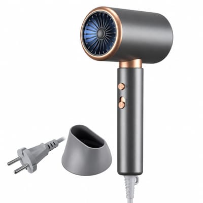 Haardroger - 2400 W - warme en koude lucht met temperatuurregeling - vaste handgreep met blaasmond - grijs nr. 37