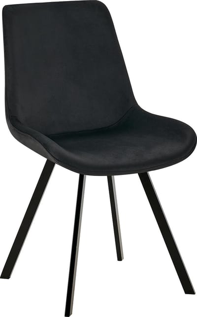CLP Lewes Eetkamerstoel - Met rugleuning - Met houten poten - Met rugleuning - Velvet - Ffluweel - Fluweel/zwart
