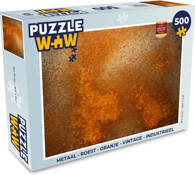 Puzzel Metaal - Roest print - Oranje - Vintage - Industrieel - Legpuzzel - Puzzel 500 stukjes