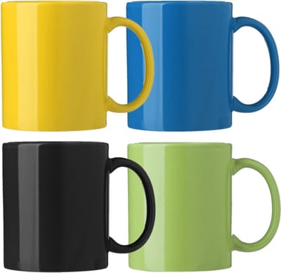Bellatio Design Koffie mokken/bekers Nantes - 4x - keramiek - multi kleuren - 300 ml