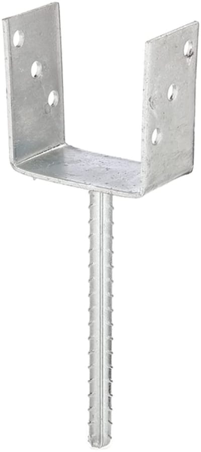 U-vormige paalsteun met betonanker, geribbeld staal, 91 mm breed, CE-gecertificeerd, paalsteun van thermisch verzinkt staal voor inbedding in beton, U-profielstaal, grondanker, balkschoen, U-hoek, U-staal