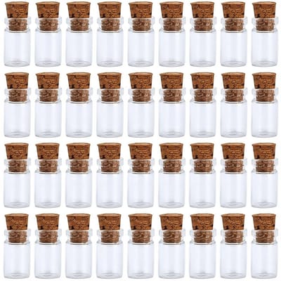 Allecto - Mini Tube Glazen Wensflessen - DIY Projecten en Feestdecoraties - Met Kurken en 1ml inhoud - Creatieve knutselmaterialen - Ideaal voor ca...