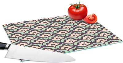 Glazen Snijplank - 28x20 - Patroon - Retro - Bloemen - Snijplanken Glas