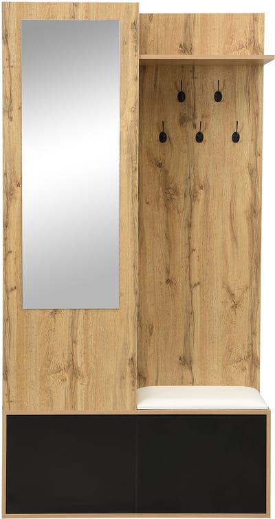 Zwart Houtkleurige MDF Hal Opbergkast Voor Entree 100×38×191cm
