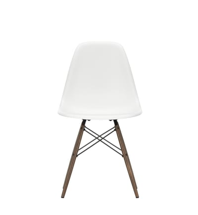 Vitra - DSW Eames Plastic Sidechair - wit - donkere esdoorn
