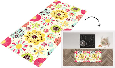 Keukenloper - Loper keuken - Hart - Bloemen - Patronen - 120x50 cm - Keukenloper vinyl