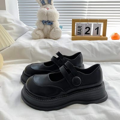Jk Kleine Leren Schoenen Zoet En Cool Groot Hoofd Niche Lente En Zomer Dunne Dikke Zool Sponscake Franse Mary Jane Schoenen Engeland 37 gray