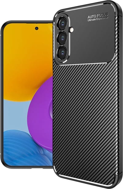 Techsuit Carbon Fiber Silicone Back Cover Hoesje geschikt voor Samsung Galaxy A54 - Zwart