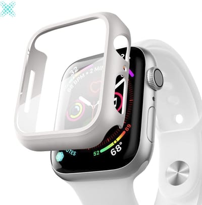 MY PROTECT - Hoesje Geschikt Voor Apple Watch 38mm - Bescherm Case & Screenprotector In 1 - Wit