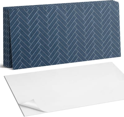 Coloray Plaktegels - Visgraatpatroon Wandtegel Zelfklevend - 60 cm x 30 cm - Marine Plaktegels - 6 stuks - Rechthoek PVC Tegels - Plaktegels Keuken - Zelfklevende Vloertegels Badkamer - Vinyl Tegels - Zelfklevende Wandtegels