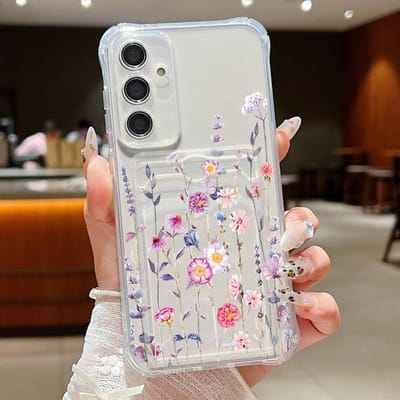 Kaarthouder/portemonnee/telefoonhoesje voor Samsung Galaxy A56 A55 A25 A15 A16 5G S25 Edge S23 S22 Ultra S24 FE met kleine bloemen, zachte TPU-hoes Galaxy S22 5G